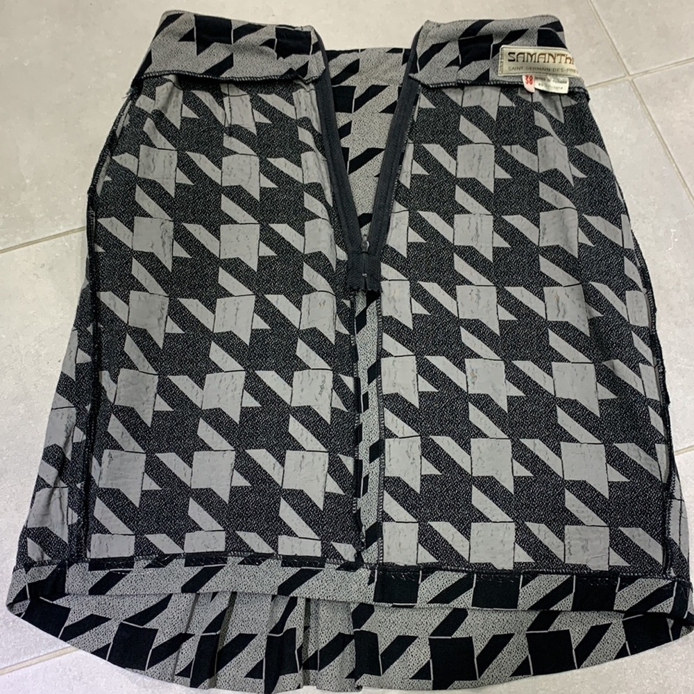 Made in π«π·VTG 90β Beautiful Grey/Black Houndstooth Wrap Skirt - Picture 12 of 13